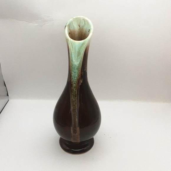 Vintage USA Pottery Brown & Green Drip Glaze Pitcher Vase 8.5" - Picture 2 of 8